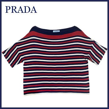 プラダ コットン ボーダーカットソー 赤×紺×白 #40 新品プラダPRADAコットン ボーダーカットソー 赤×紺×白#40