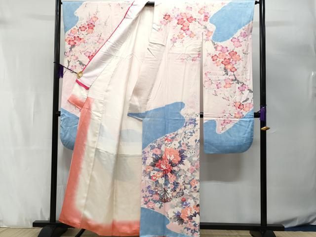 「H184」豪華振袖・長襦袢（無双仕立て）セット　枝垂れ桜文　暈し染め　金彩 H184」豪華振袖・長襦袢（無双仕立て）セット 枝垂れ桜文 暈し