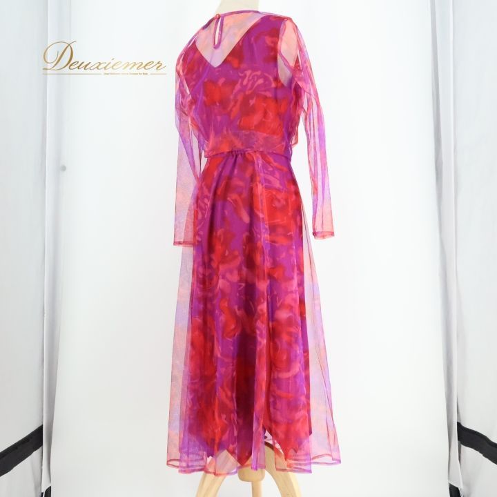 社交ダンス練習着パーティー。素敵な花柄いい色合い上下セットドレス dm895d3_1.jpg