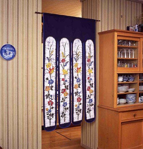 のれん 暖簾 ロング 花柄 和柄 85×150cm 綿100％ おしゃれ 玄関 和風