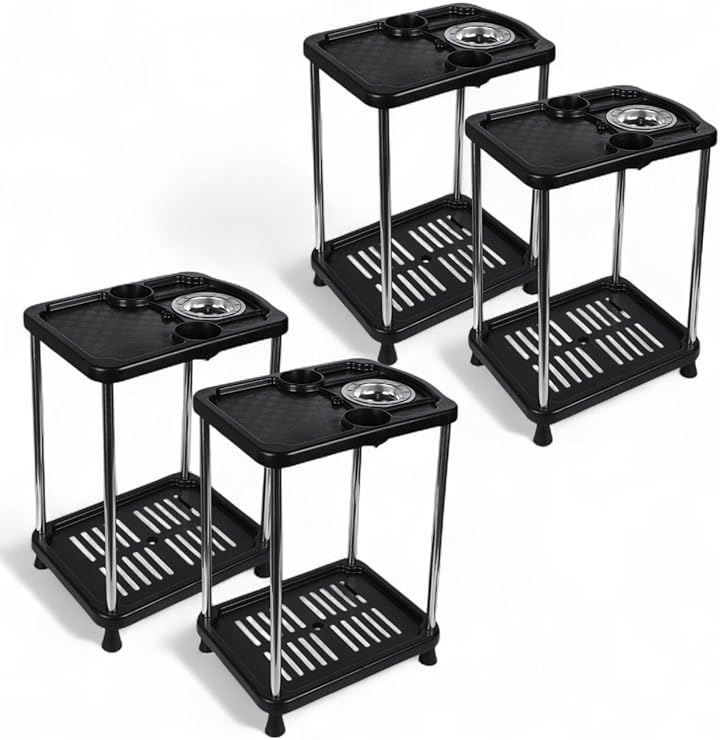 Kanoan 麻雀 サイドテーブル ドリンクホルダー 灰皿 組み立て式 2段 ミニテーブル 軽量 小型 コンパクト 全自動 雀卓 ダーツ ビリヤード 座卓テーブル リビング ベランダ(4台セット, コンパクト)