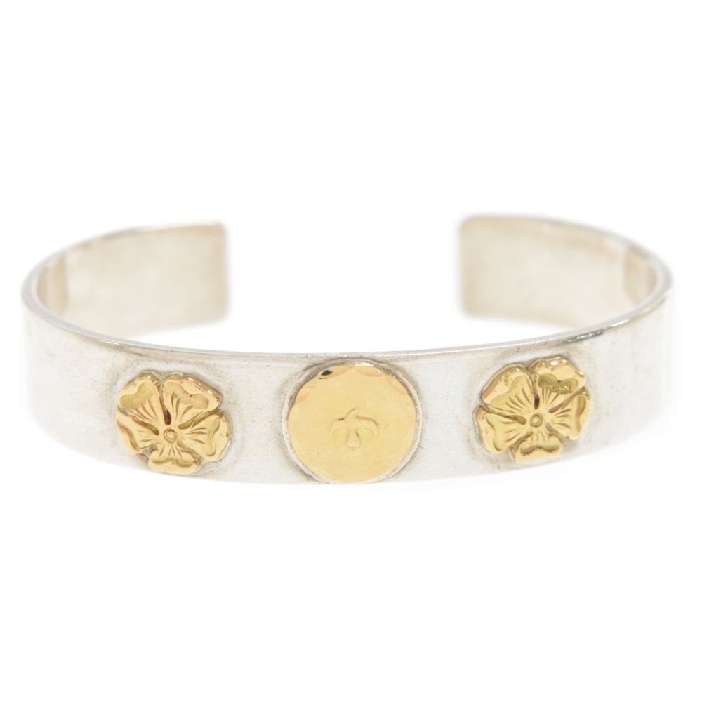 goro's (ゴローズ) ダブルローズ付き平打ちブレス バングル シルバー