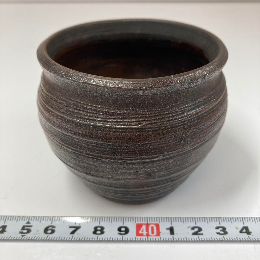 古越前 お歯黒壺 木 口径7.3㎝ 東Y5-0718④