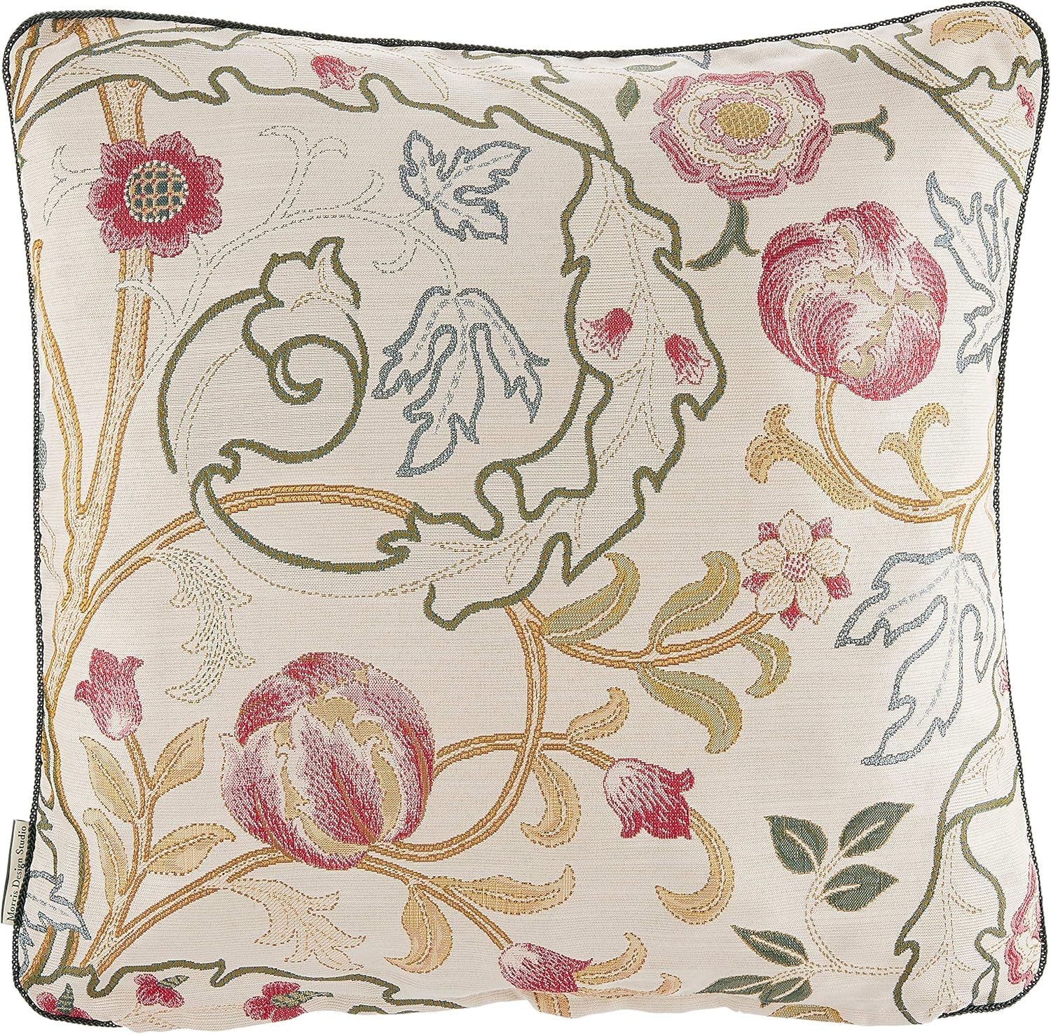 川島織物セルコン Morris Design Studio モリスデザインスタジオ 背当 クッションカバー マリーイザベル レッド 50×50cm LL1725
