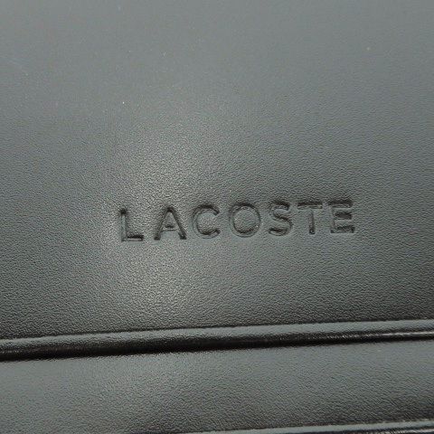 ラコステ LACOSTE カードケース 名刺入れ スムースレザー バイカラー ロゴ 紺 ネイビー 黒 ブラック /AH4 ■GY18