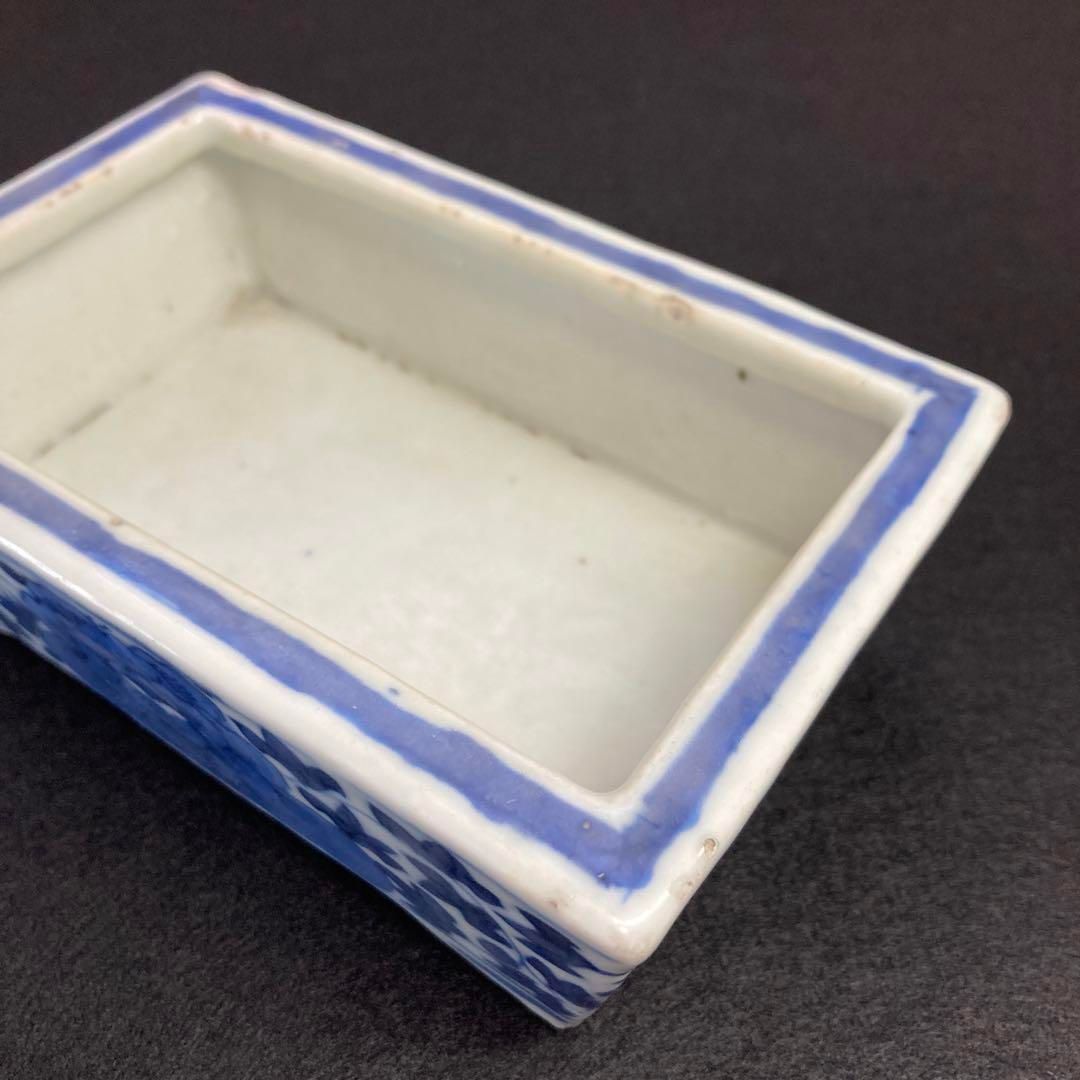  中国明時代 古染付水盤 9 3 14 8 5 4㎝ 本Y 0517 トコウ 陶芸 工芸品