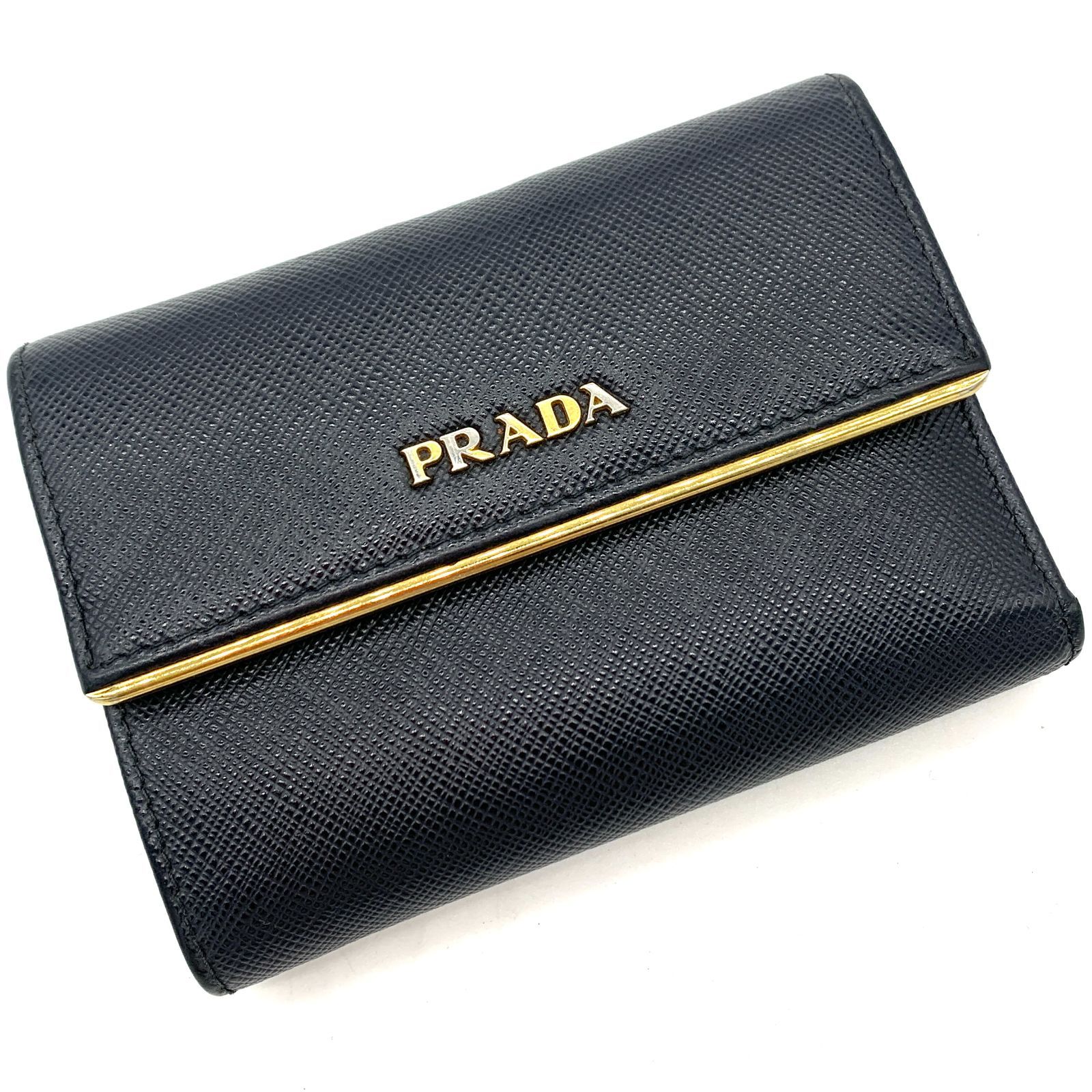 PRADA サフィアーノレザー 三つ折り財布 ブラック プラダ PRADA PRADA 三つ折り財布 1MH043 QHH サフィアーノ