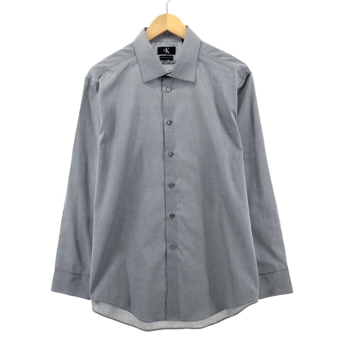 古着 カルバンクライン Calvin klein slim fit non iron 長袖 コットンストライプシャツ メンズL/eaa385630