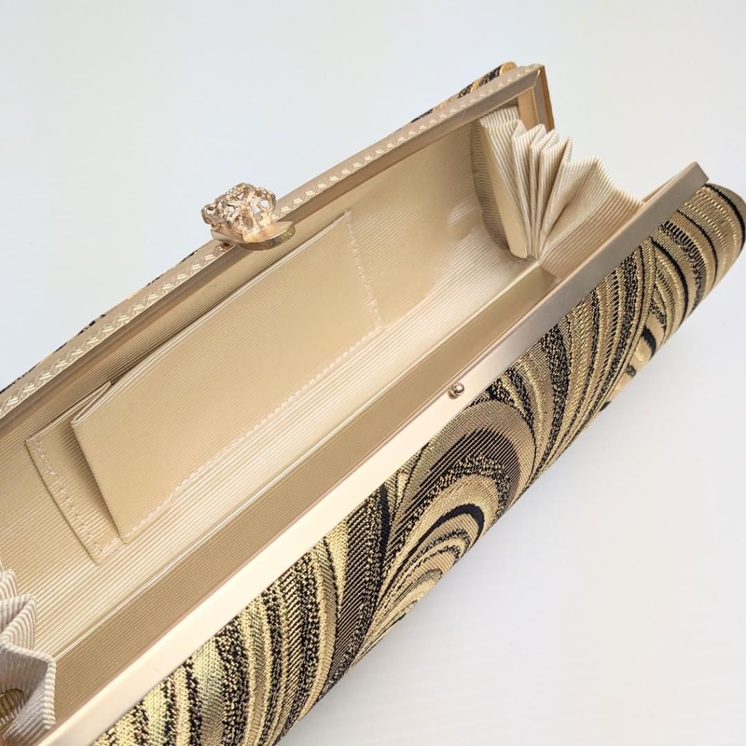 草履バッグセット フォーマル 振袖 ハイヒール フリーサイズ 金×黒 u56