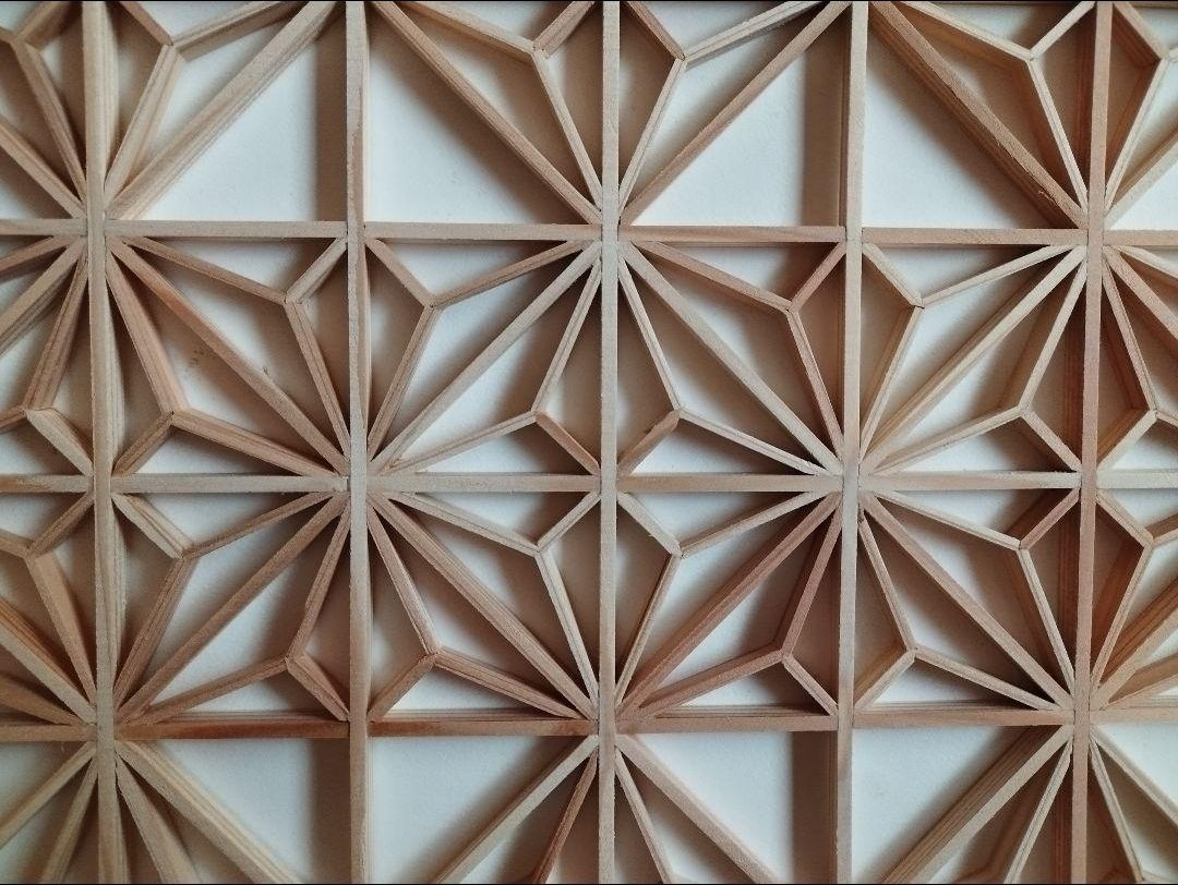 101 麻の葉組子2枚一組木製額縁