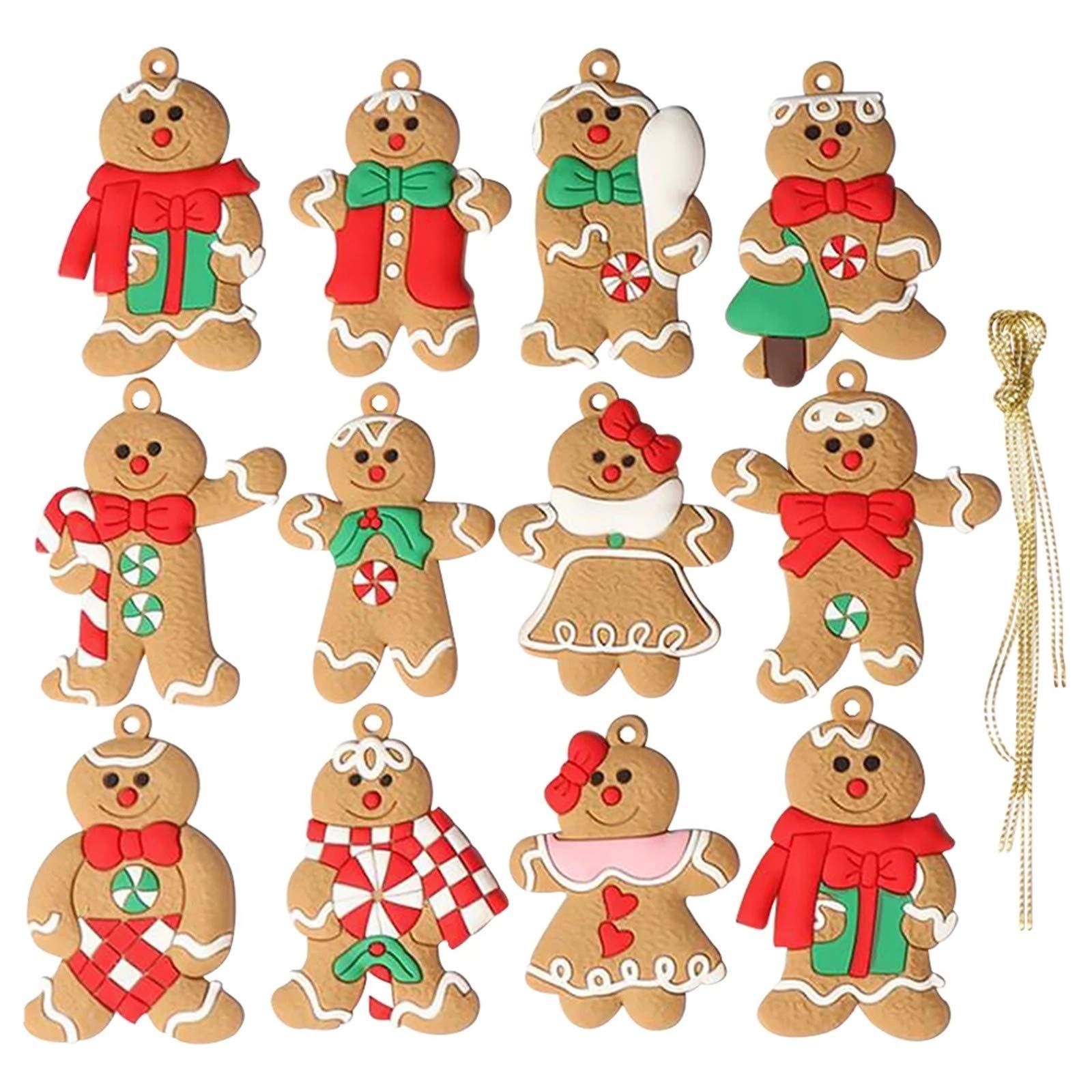 在庫処分】12個セット クリスマスツリー飾り ジンジャーブレッドマン
