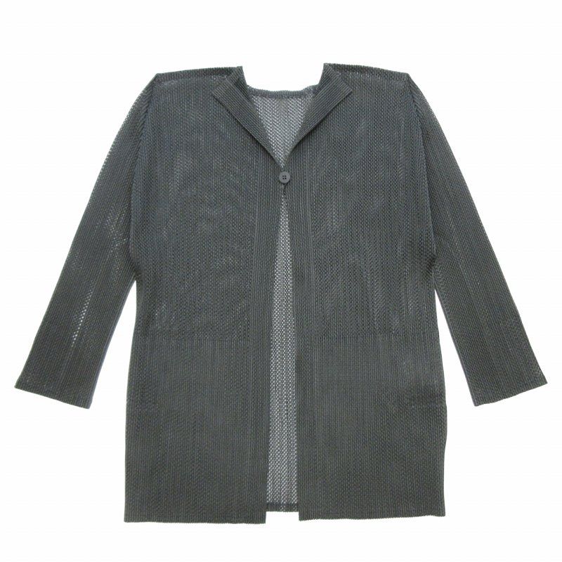 プリーツプリーズ PLEATS PLEASE メッシュプリーツ カーディガン ジャケット イッセイミヤケ ダークグレー 3 約L GY09 0426