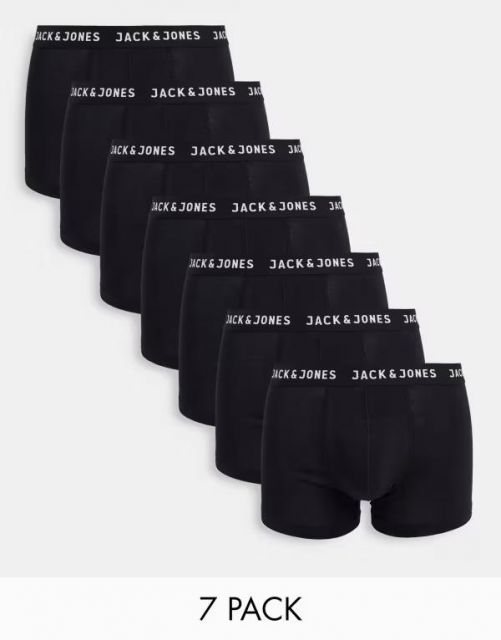 送料無料 ジャック アンド ジョーンズ メンズ トランクス アンダーウェア Jack - Jones 7 pack trunks in black Black