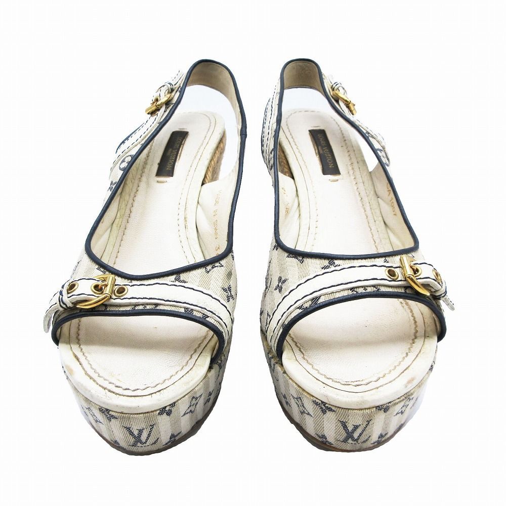 ルイヴィトン　ウェッジソールサンダル　38 LOUIS VUITTON - ルイヴィトン モノグラム デニム ウェッジ