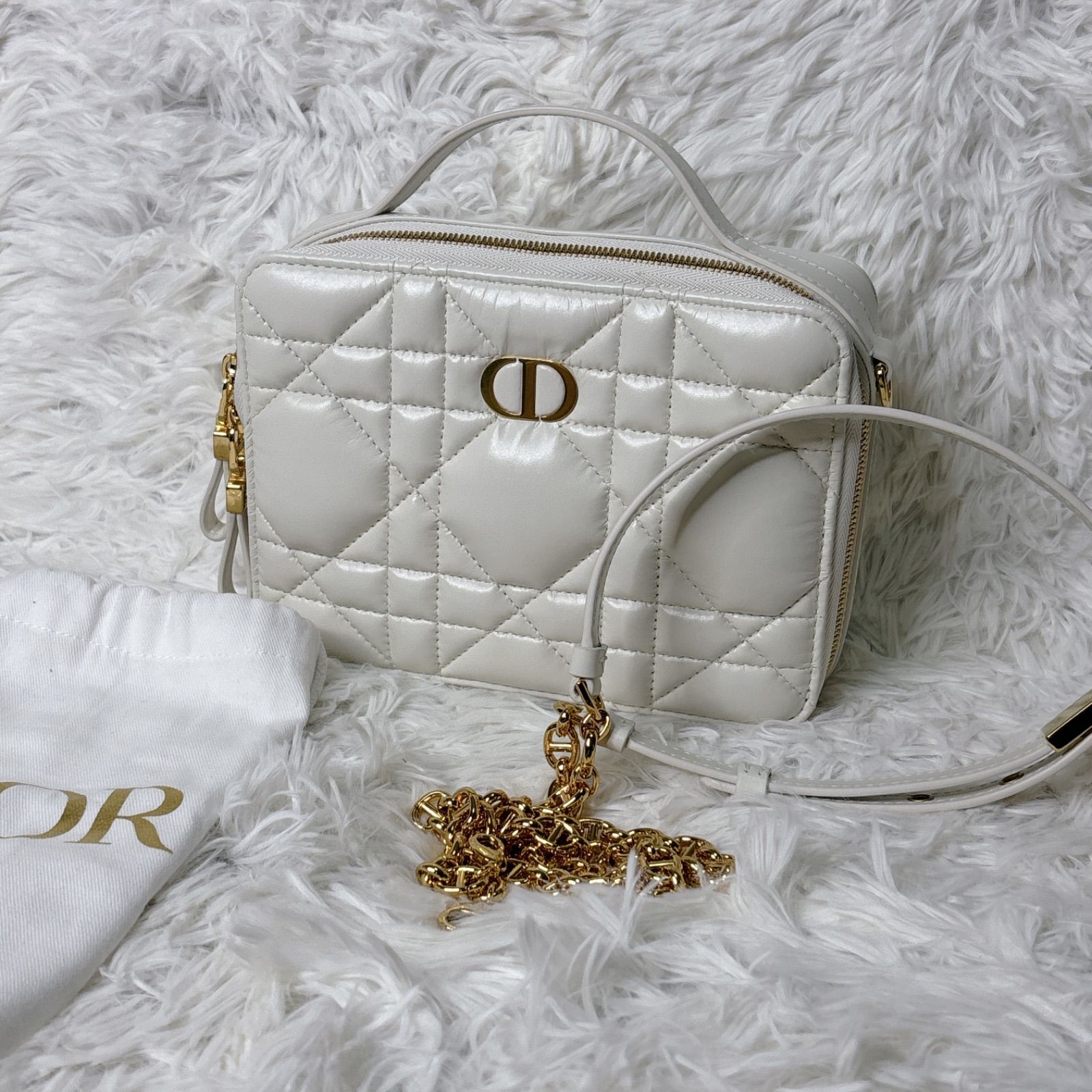 Christian Dior ディオール ホワイト ショルダーバッグ ボックスバッグ 