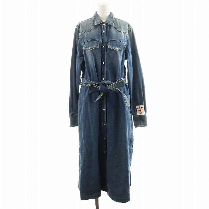 ゴールデングース GOLDEN GOOSE シャツワンピース デニム LONG DRESS CHEMISIER DANA ロング丈 長袖 40 青 ブルー GWP00714 P000624 |AN45