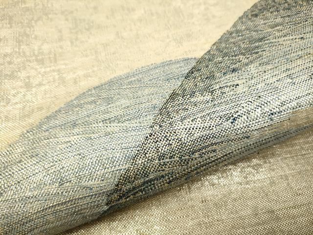 平和屋着物○西陣 老舗 渡文謹製 手織 太鼓柄袋帯 紬地 遠山文 銀糸  