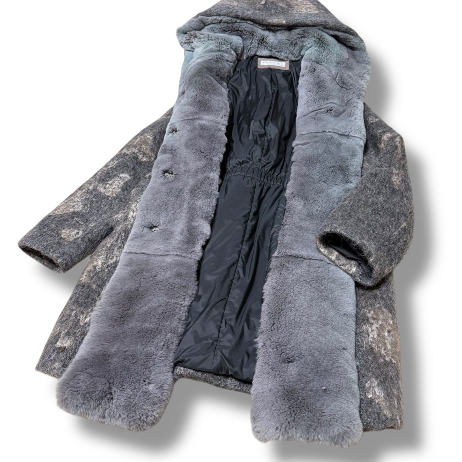 FABIANA FILIPPI 豪華ファー中綿コート モヘヤ＊アルパカふんわり