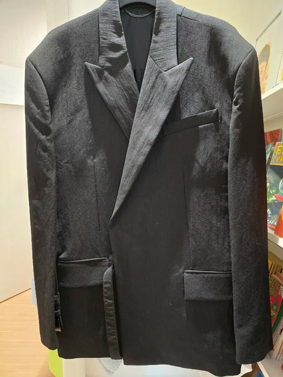 Juun.J ジュンジェイ 25ss ブレンド ウール ベルト付き セットアップ ジャケット ー 黒 48