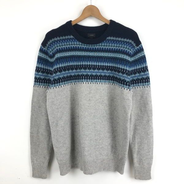【古着】 J.CREW ジェイクルー ノルディックセーター グレー系 メンズL 【中古】 n057662