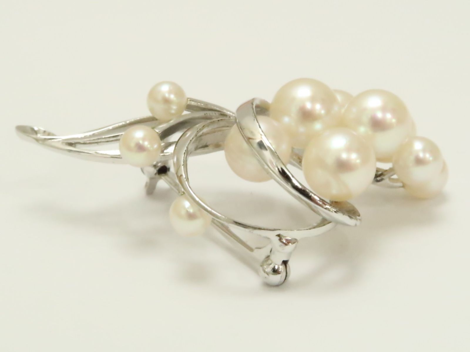 つる　ミキモト ブローチ パール シルバー MIKIMOTO - ミキモト ブローチ パール 真珠 4.0-5.2mm 幸福の木