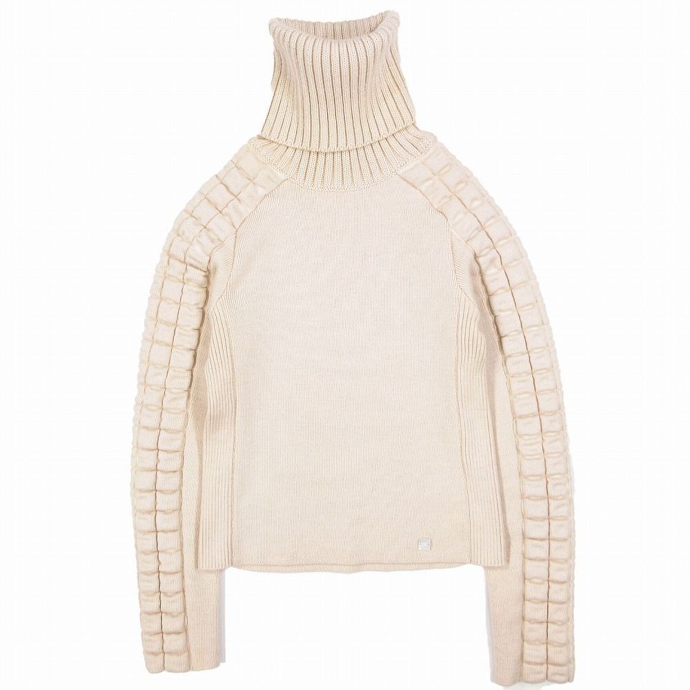 美品 Vintage CHANEL シャネル チョコバー ニット セーター タートルネック ココマーク 00A 38 M ベージュ系 レディース 【中古】 美品 Vintage CHANEL シャネル チョコバー ニット セーター