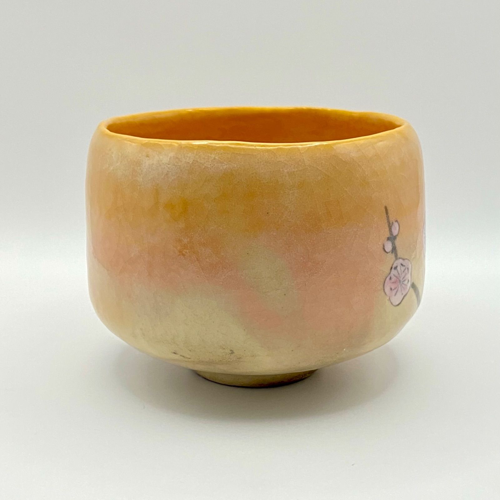 抹茶茶碗 赤楽 梅 佐々木松楽 紙箱入 茶道具 茶盌 茶器 伝統工芸