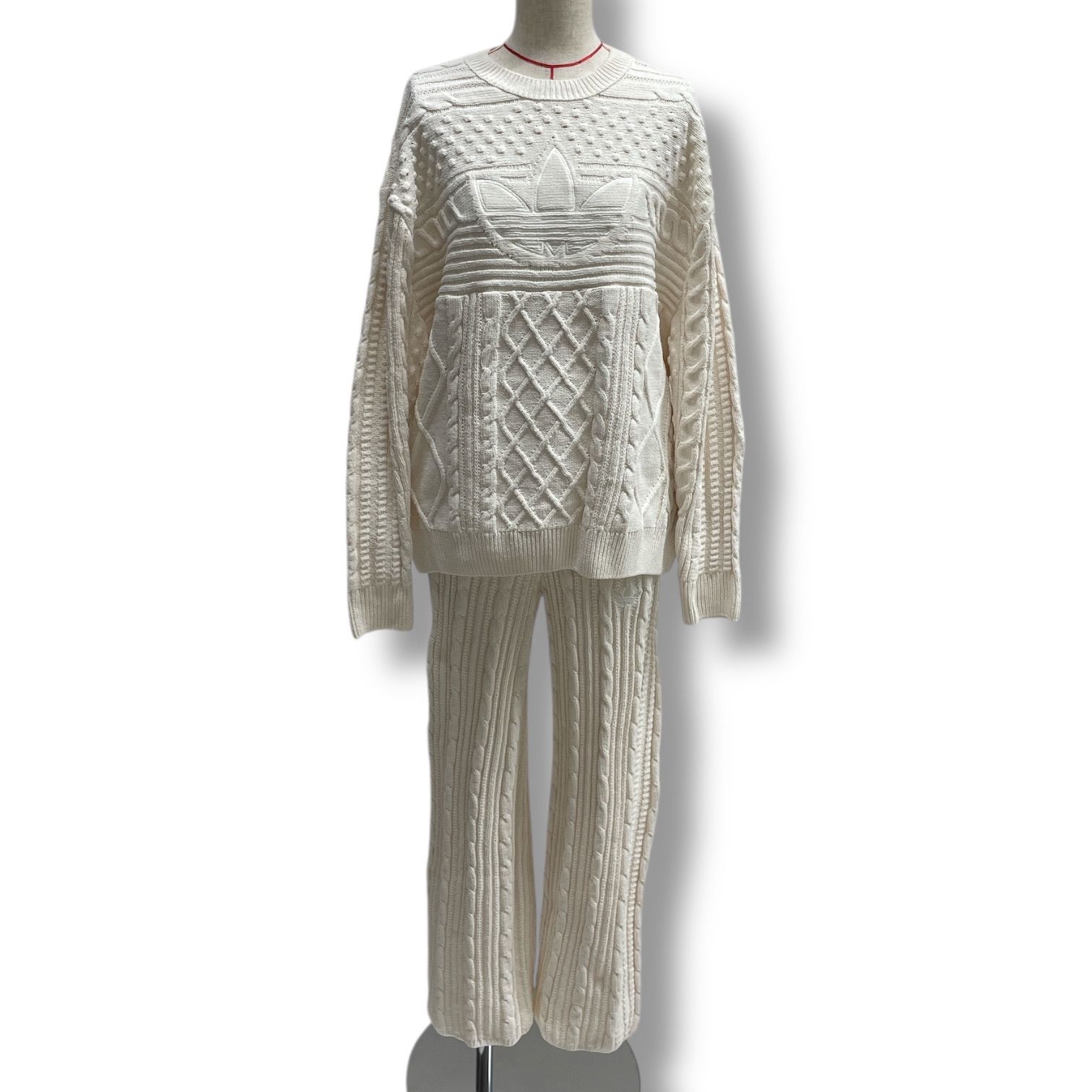 adidas originals アディダスオリジナルス ニットセットアップ ケーブルニット セーター ニットパンツ 上下セット ホワイト 白 サイズS-XS レディース 秋 ゴーゴー古着マルイ北千住店 30 No.1005