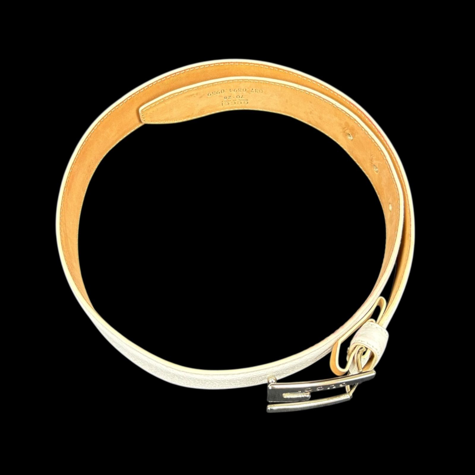 GUCCI グッチ Gロゴ金具 ベルト ホワイト レザー 70 28 - メルカリ