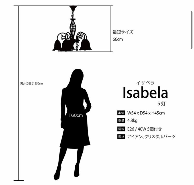 クラシカルシャンデリア[イザベラ]【5灯】LED電球対応 ブロンズ 天井