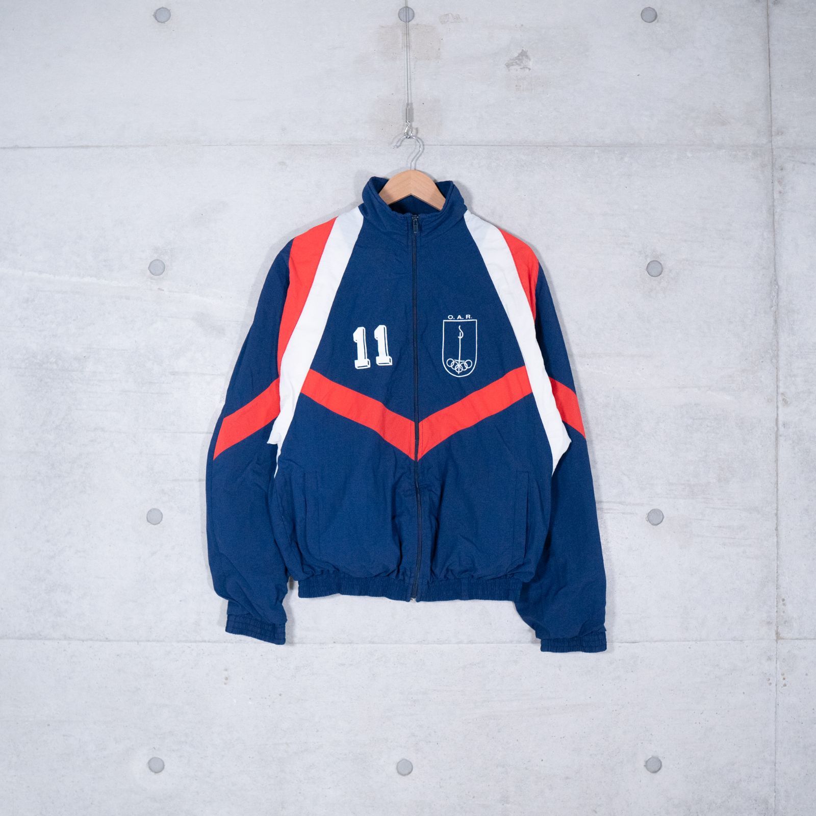 NAVY ZIP UP JACKET ジャージ ジャケット ジップアップ ネイビー (used 