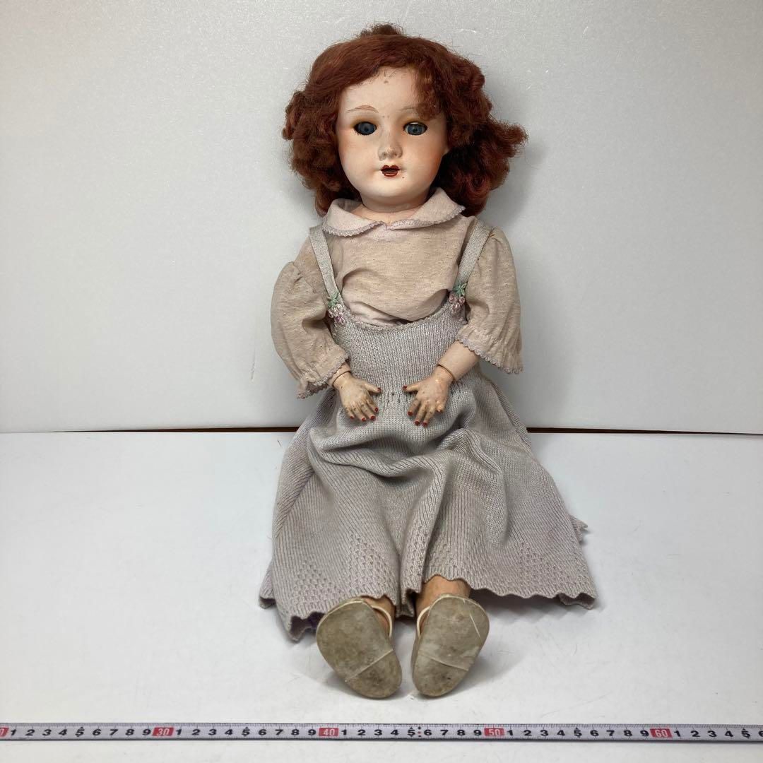 アンティーク ビスクドール オープンマウス クローズアイ 首裏にサイン