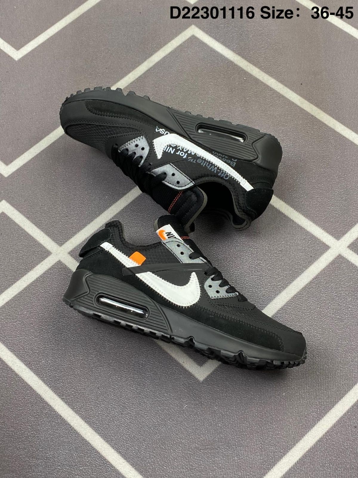 中古 オフホワイト×ナイキ エアマックス90 \"ブラック/コーン\" 2月9日】Off-White x Nike Air Max 90 “Black”（オフホワイト
