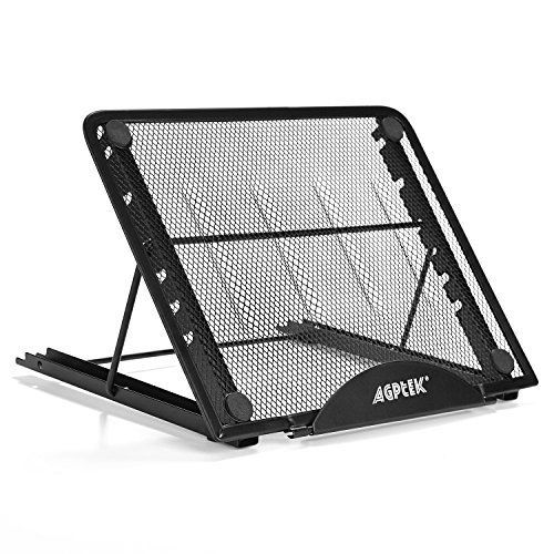 トレース台用スタンド AGPtekノートパソコンスタンド トレース台 タブレット用スタンド 6段階調整折りたたみ式 メッシュタイプ デザイン ブラック