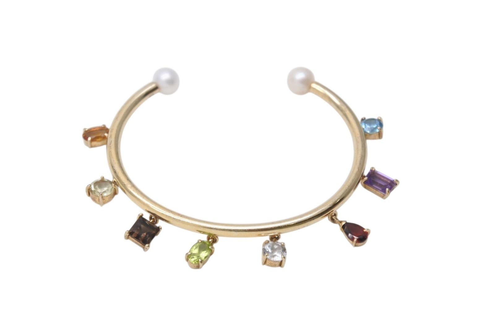 Bijou de M ビジュードエム Color Stone Bangle ストーンバングル 重量約11.1g シルバ−925 GP マルチ ストーン 4b001296