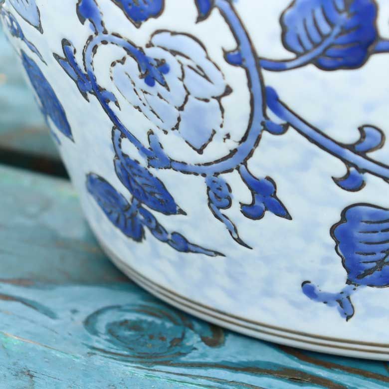 水鉢 大型 藍花 10号 睡蓮鉢 火鉢 水連鉢 和モダン ビオトープ STEELWINDOWSANDDOORS_COM