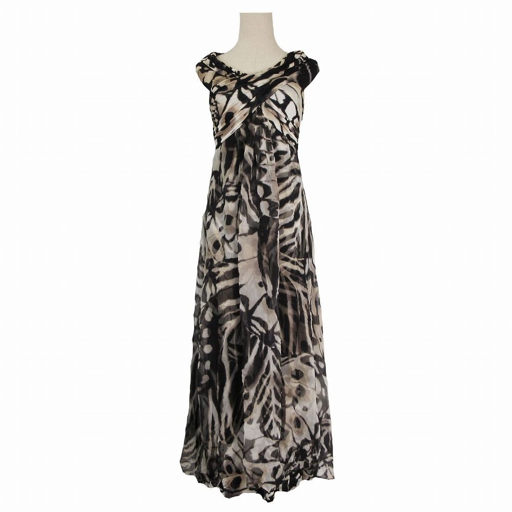 ☆MaxMara☆柄入りコットン混 ノースリーブドレス マックスマーラ MaxMara STUDIO シアー 総柄 ドレープ ドレス