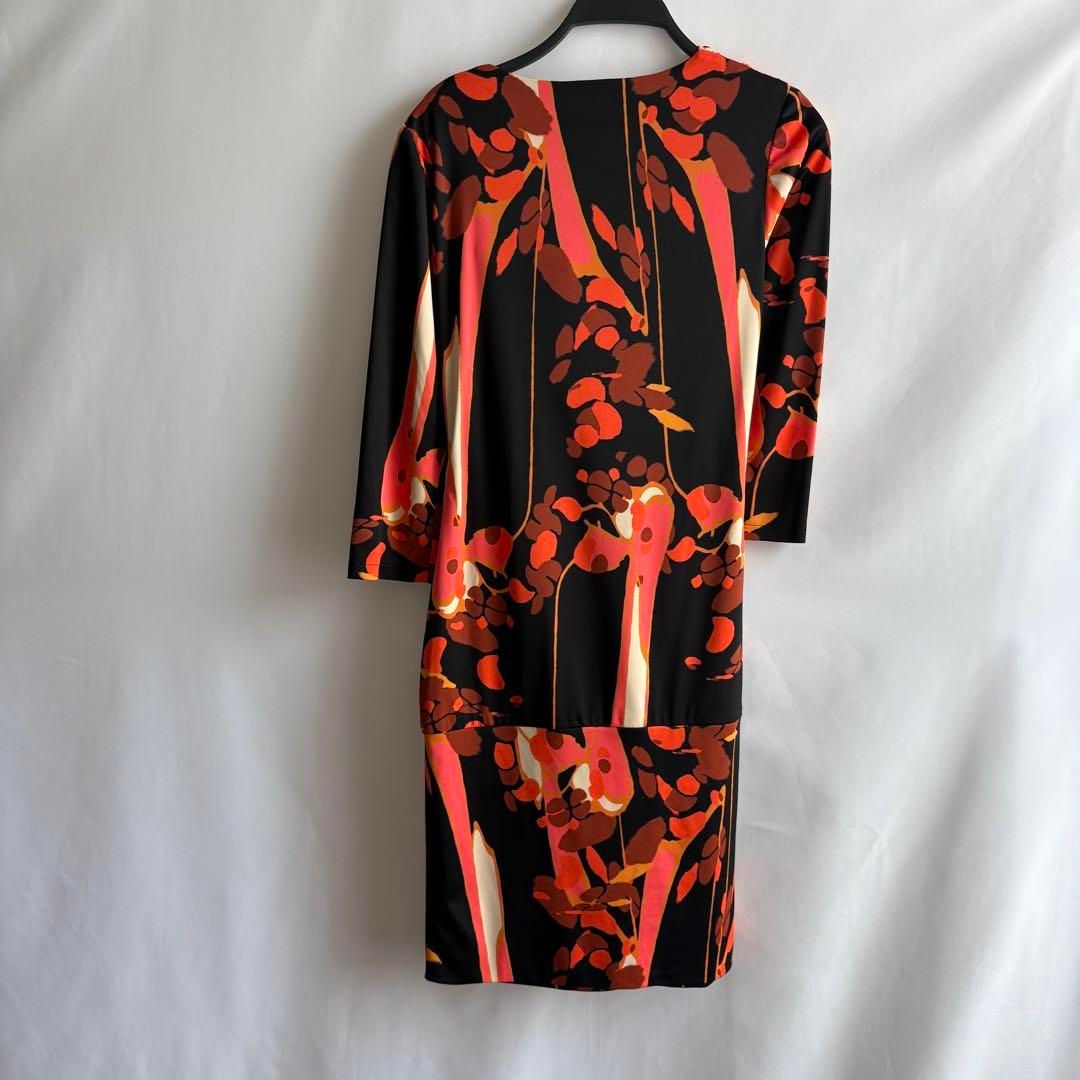ATELYSTHESHOP黒ブラックオレンジ長袖ワンピース高級感上品日本製