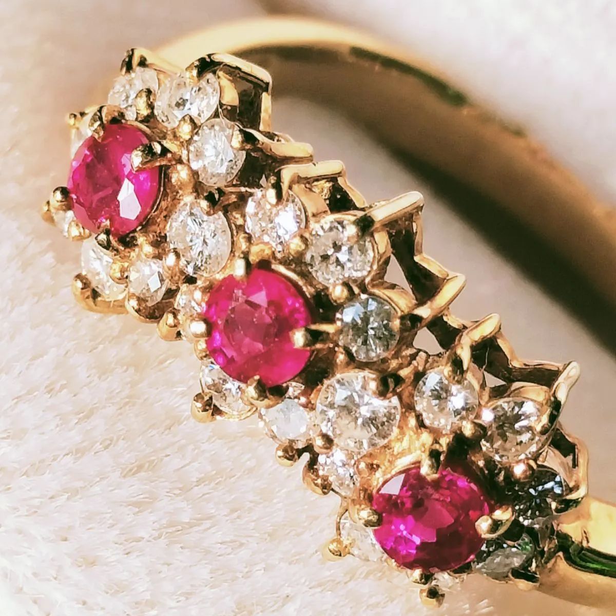 ルビーリング ルビー0.3ct ダイヤモンド0.3ctリングK18未使用品 