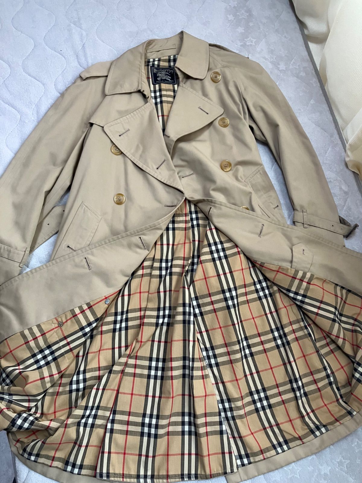 Burberry バーバリー　トレンチコート　ロング　ベージュ　玉虫　M相当