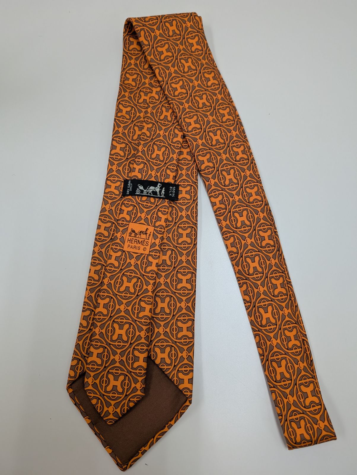 エルメス ネクタイ オレンジ色 B25061909 エルメス Hermes HERMES