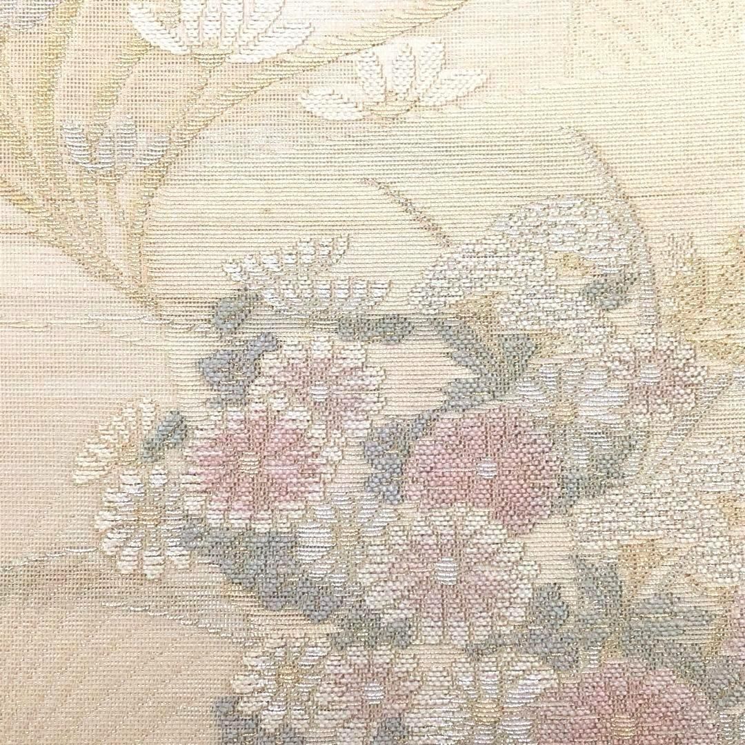 夏帯 袋帯 紗 花柄模様 金通し 鳥の子色 O-3617 - メルカリ 