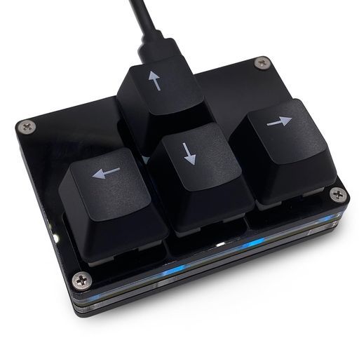 BTXETUELMini4キーキーパッドWASD矢印キーキーキャップキーボード片手メカニカルゲーミングキーパッドプログラム可能USB-Cカスタマイズキーボード仕事やゲーム用(ブラック矢印キーキャップ2)