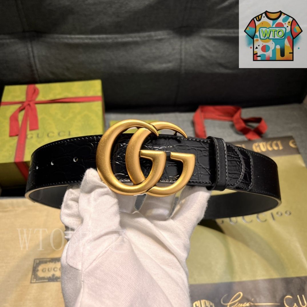 GUCCI ブラックレザー ベルト GGパターン 今日特価】GUCCI New Model ブラックレザーベルト with GG