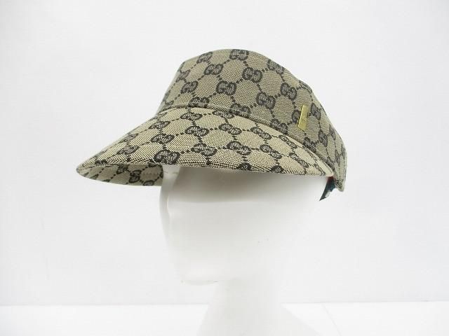 優 グッチ GUCCI サンバイザー シェリーライン GGキャンバス L 帽子