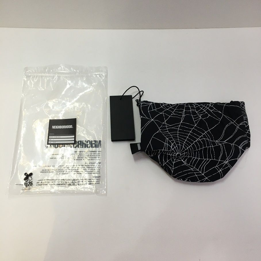 NEIGHBORHOOD SPIDERWEB DRAWSTRING BAG BLACK ネイバーフッド