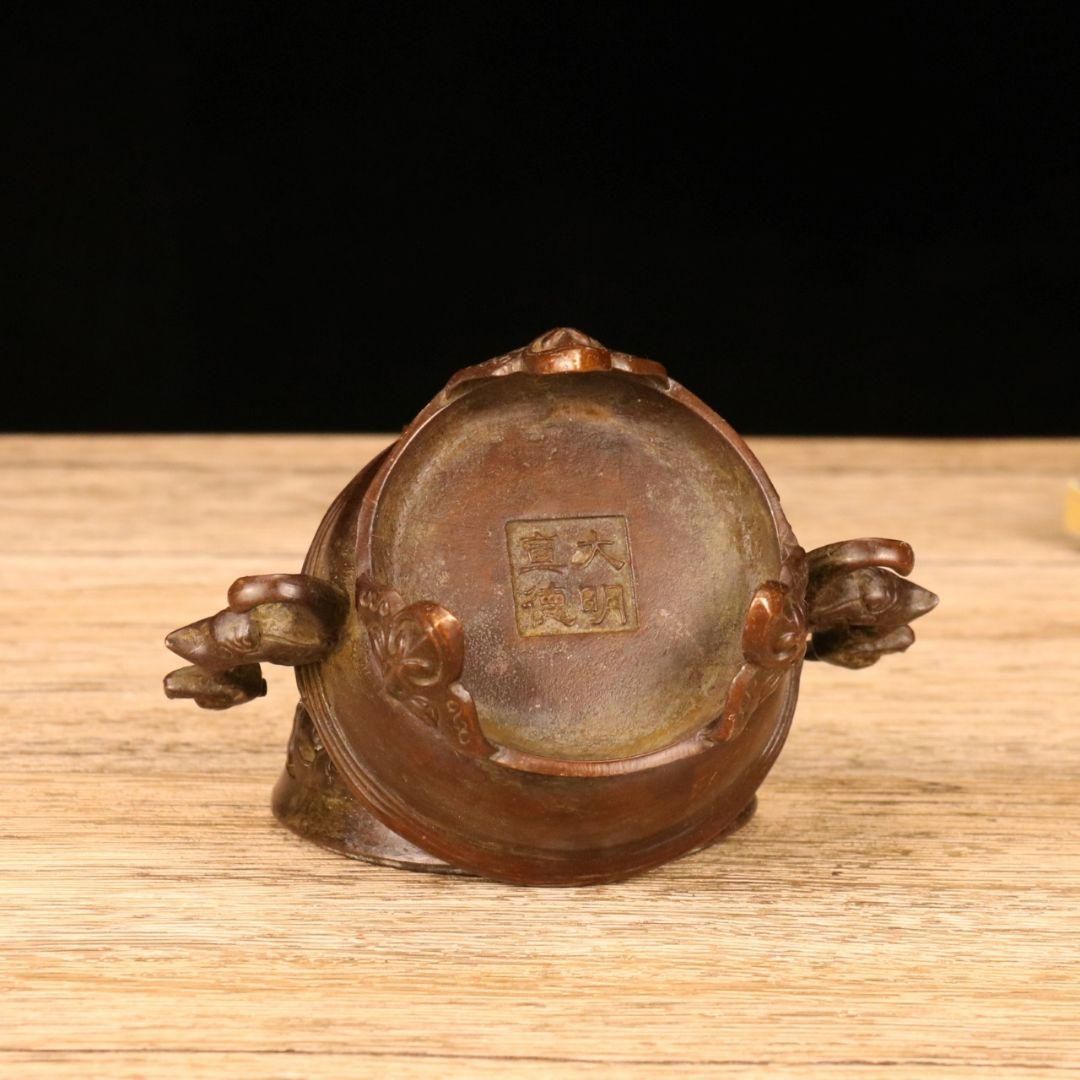 銅器 香炉 海獣両耳薫炉 三足銅炉茶道香炉 装飾品 工芸品 置物