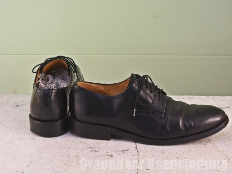 B 747 イギリス製 Loake ビンテージ ビジネスシューズ プレーントゥ 黒 ブラック メンズ 8 26 cm