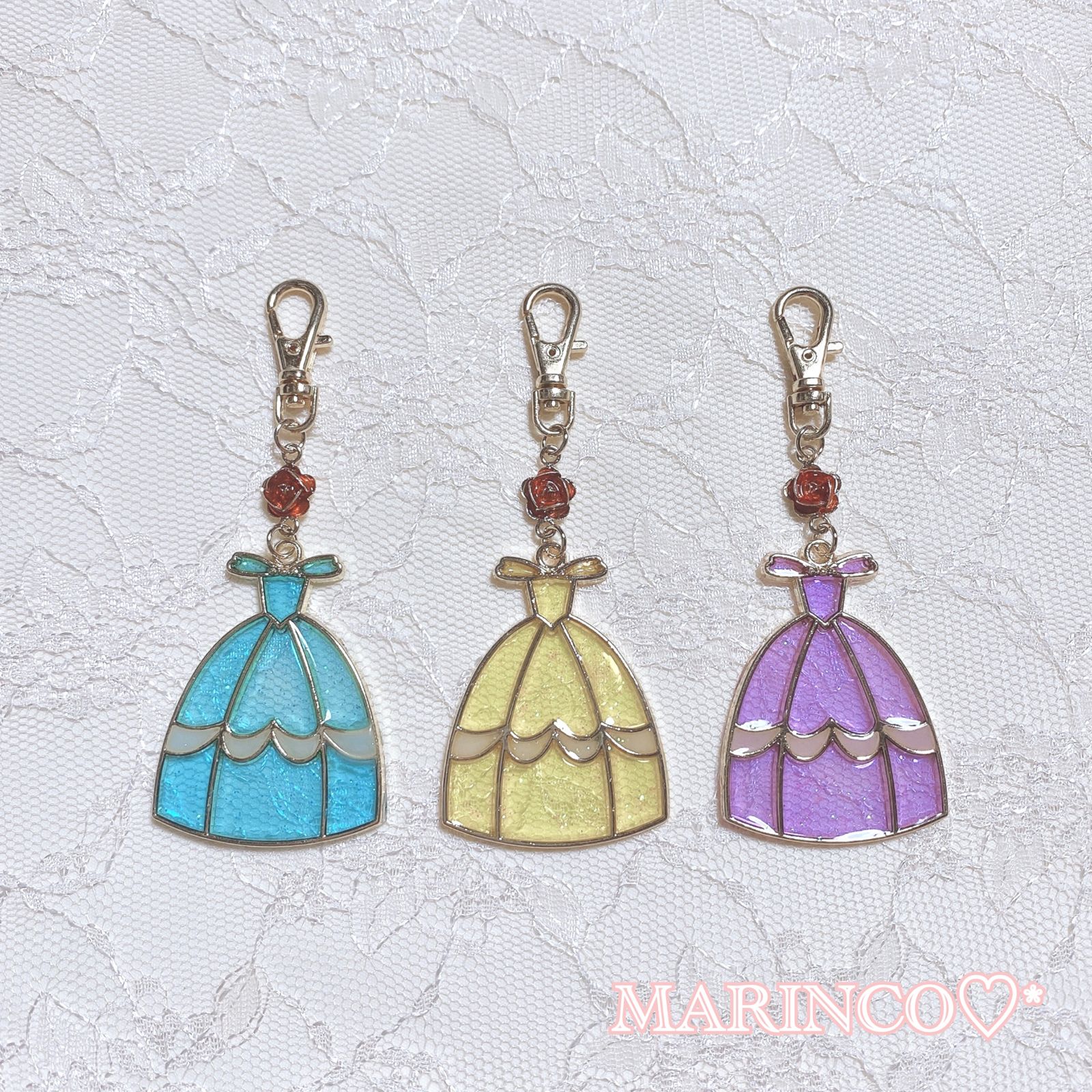 薔薇のマスクチャーム ピアス イヤリング パープルハンドメイド