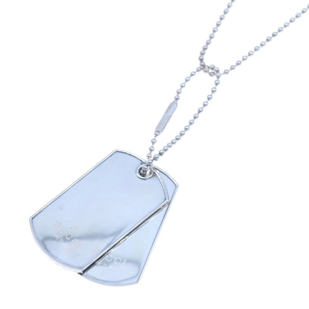 美品　グッチ　ネックレス　ダブル　ドッグタグ　ボールチェーン　シルバー 美品 グッチ ネックレス ダブル ドッグタグ ボールチェーン